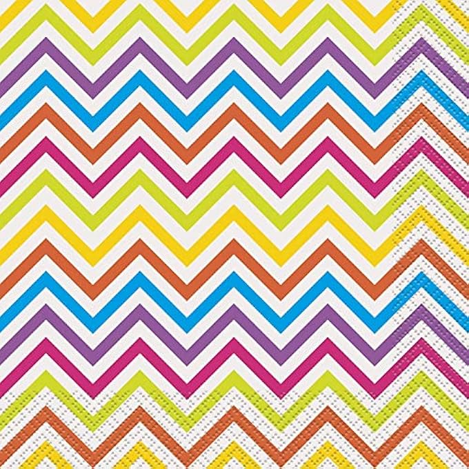RAINBOW CHEVRON LUNCH NAPKIN 16-PIECES, MULTICOLOUR - Image 1